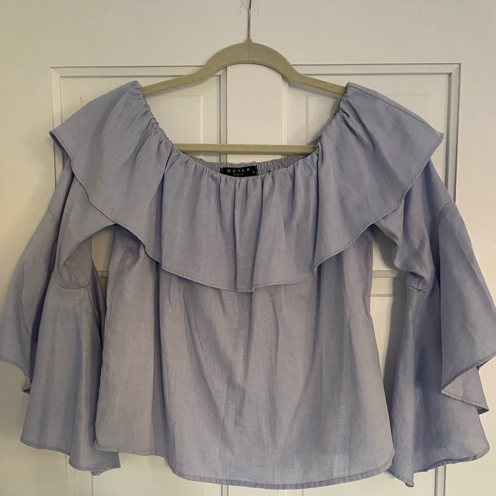 Maven West Off the Shoulder Ruffle Blouse Top